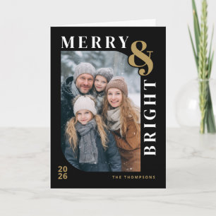 Cartes Pour Fêtes Annuelles Moderne Photo de Noël Merry and Bright - Noir