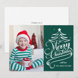 Cartes Pour Fêtes Annuelles Moderne Photo de sapin de Noël Editable de couleur