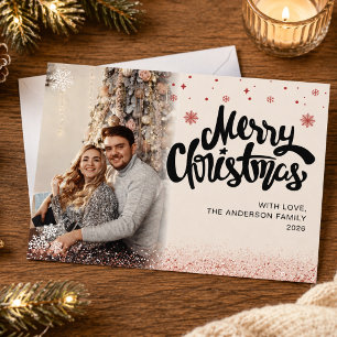 Cartes Pour Fêtes Annuelles Moderne photo de superposition de joyeux Noël floc