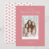 Cartes Pour Fêtes Annuelles Moderne Photo Rose Lumineuse (Devant / Derrière)