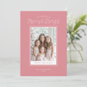 Cartes Pour Fêtes Annuelles Moderne Photo Rose Lumineuse (Debout devant)