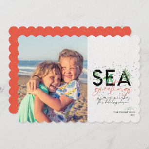 Cartes Pour Fêtes Annuelles Moderne plage Mer Salutations Corail Noël Photo