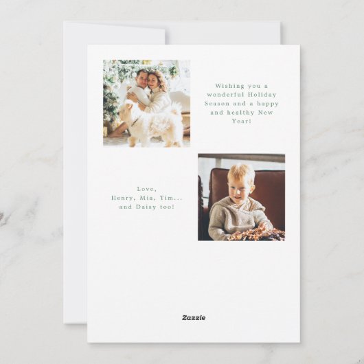 Cartes Pour Fêtes Annuelles Moderne Poinsettia Script Joyeux Vacances Photo (Dos)