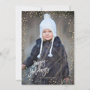 Cartes Pour Fêtes Annuelles Moderne point doré avec lettres blanches Joyeuses