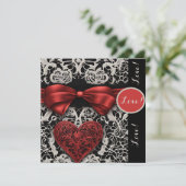 Cartes Pour Fêtes Annuelles Moderne Red Bow and Lace Love (Debout devant)