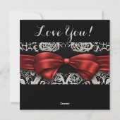 Cartes Pour Fêtes Annuelles Moderne Red Bow and Lace Love (Dos)