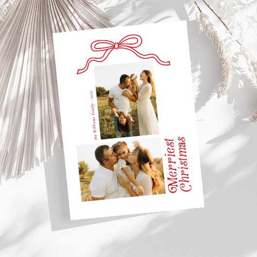 Cartes Pour Fêtes Annuelles Moderne Retro Bow Joyeux Noël Photo