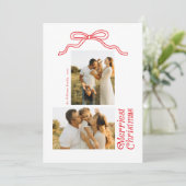 Cartes Pour Fêtes Annuelles Moderne Retro Bow Joyeux Noël Photo (Debout devant)