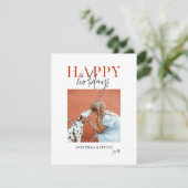 Cartes Pour Fêtes Annuelles Moderne Retro brillant couleur rouge orange chien (Debout devant)