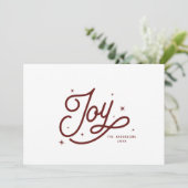 Cartes Pour Fêtes Annuelles Moderne Retro Joie Noël Script Typographie | Red (Debout devant)