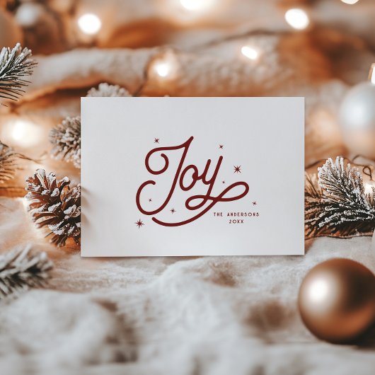 Cartes Pour Fêtes Annuelles Moderne Retro Joie Noël Script Typographie | Red