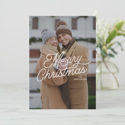 Cartes Pour Fêtes Annuelles Moderne Retro Joyeux Noël Photo Bold Script (Debout devant)