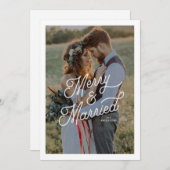 Cartes Pour Fêtes Annuelles Moderne Retro Merry et Marié Photo Bold Script (Devant / Derrière)