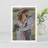 Cartes Pour Fêtes Annuelles Moderne Retro Merry et Marié Photo Bold Script (Debout devant)