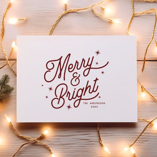 Cartes Pour Fêtes Annuelles Moderne Retro Merry et Script lumineux | Monogram