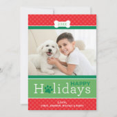 Cartes Pour Fêtes Annuelles Moderne Rouge Vert Chien Chien Chien Thème Joyeux  (Devant)