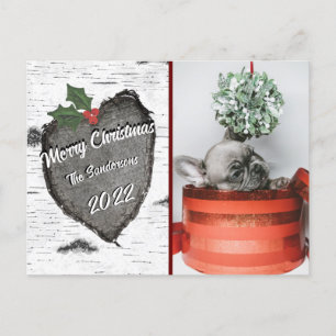 Cartes Pour Fêtes Annuelles Moderne Rustic Wood Heart Photo de famille