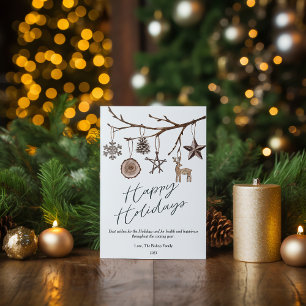 Cartes Pour Fêtes Annuelles Moderne Rustique d'Hiver Arbre Pin Plat