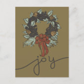 Cartes Pour Fêtes Annuelles Moderne Rustique Noël Joie Botanique Wreath (Devant)