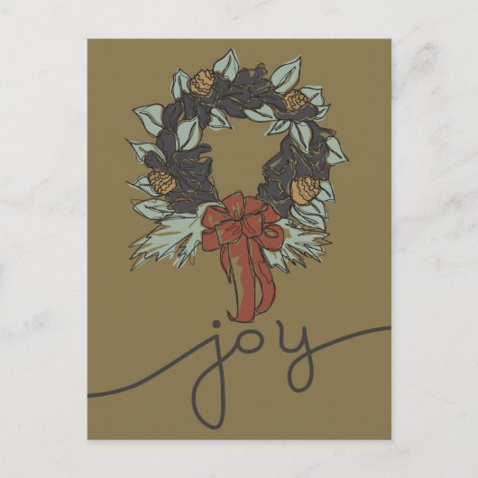 Cartes Pour Fêtes Annuelles Moderne Rustique Noël Joie Botanique Wreath (Devant)