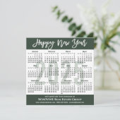 Cartes Pour Fêtes Annuelles Moderne Sage Green Business 2025 Calendrier Simple (Debout devant)