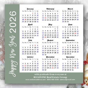 Cartes Pour Fêtes Annuelles Moderne Sage Green Business 2026 Calendrier Simple