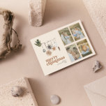 Cartes Pour Fêtes Annuelles Moderne Scandi Boho Neutral Famille 4 Photo Joyeux<br><div class="desc">'Bienvenue dans votre maison l'esprit de Noël cette année et ajoutez une touche de style boho moderne à vos salutations de vacances avec cette carte de Noël Joyeux Noël de famille Neutre! Avec ses couleurs chaudes et terreuses, il est sûr d'apporter un sentiment de paix et de joie douillette dans...</div>