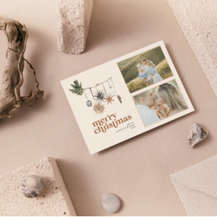 Cartes Pour Fêtes Annuelles Moderne Scandi Boho Neutral Family 2 Photo Joyeux