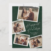 Cartes Pour Fêtes Annuelles Moderne Script 4 Photo Collage Joyeux (Devant)