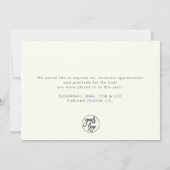 Cartes Pour Fêtes Annuelles Moderne Script Business Gratitude Logo d'entrepris (Dos)