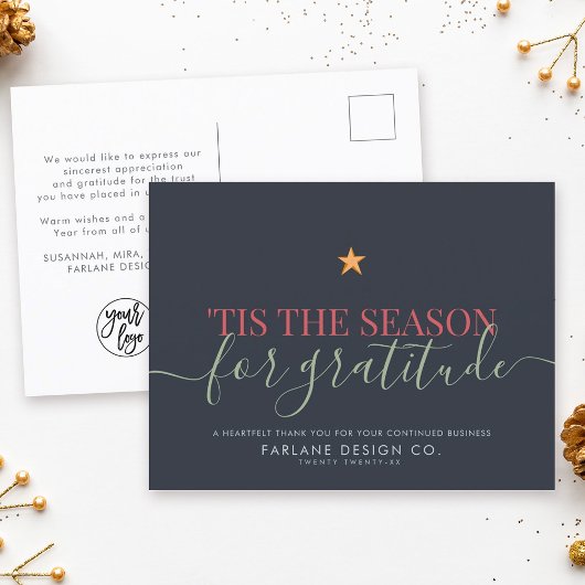 Cartes Pour Fêtes Annuelles Moderne Script Business Gratitude Logo d'entrepris