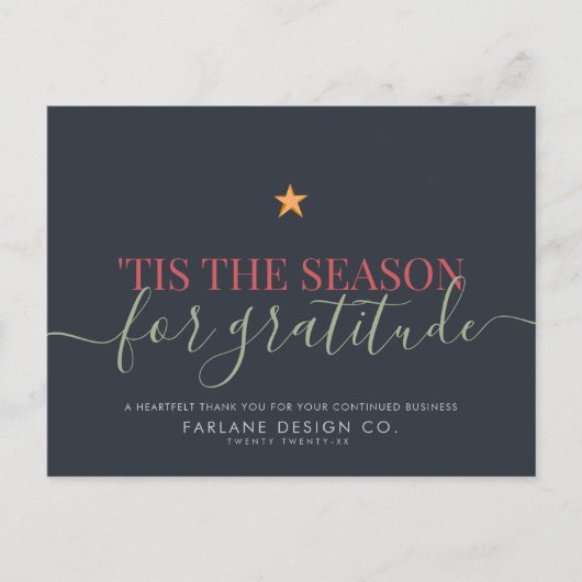 Cartes Pour Fêtes Annuelles Moderne Script Business Gratitude Logo d'entrepris (Devant)