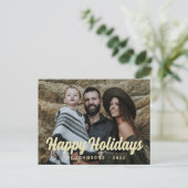Cartes Pour Fêtes Annuelles Moderne Simple Cursive Script Grey Photo de famill (Debout devant)