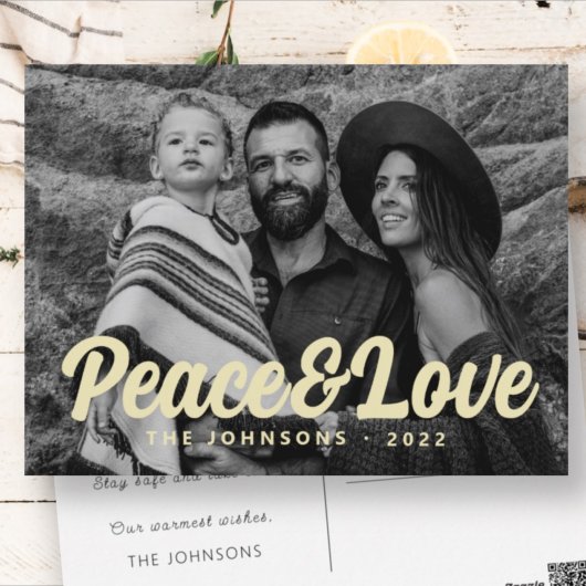 Cartes Pour Fêtes Annuelles Moderne Simple Cursive Script Grey Photo de famill