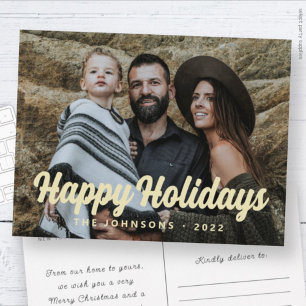 Cartes Pour Fêtes Annuelles Moderne Simple Cursive Script Grey Photo de famill