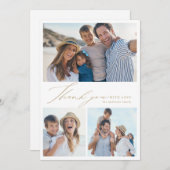 Cartes Pour Fêtes Annuelles Moderne simple élégant script 3 photo merci hol (Devant / Derrière)