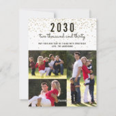 Cartes Pour Fêtes Annuelles Moderne Simple Joyeux Nouvel An 4 Photo Gold Confe (Dos)