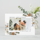 Cartes Pour Fêtes Annuelles Moderne Simple Noir Botanique | Photo Noël (Debout devant)