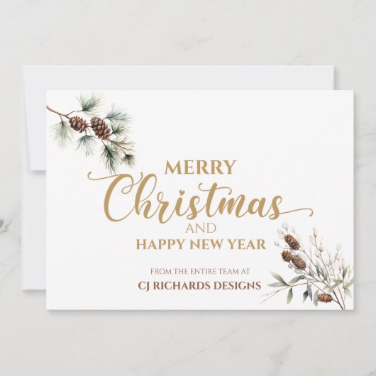 Cartes Pour Fêtes Annuelles Moderne simple Pinecone Joyeux Noël Affaires (Devant)