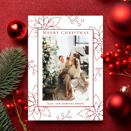 Cartes Pour Fêtes Annuelles Moderne Simple Rouge Poinsettia Une photo