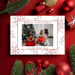 Cartes Pour Fêtes Annuelles Moderne Simple Rouge Poinsettia Une photo