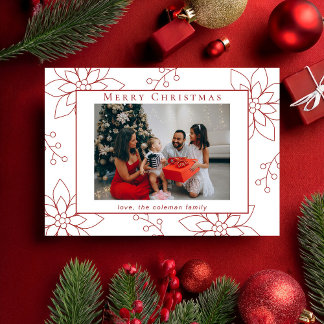 Cartes Pour Fêtes Annuelles Moderne Simple Rouge Poinsettia Une photo