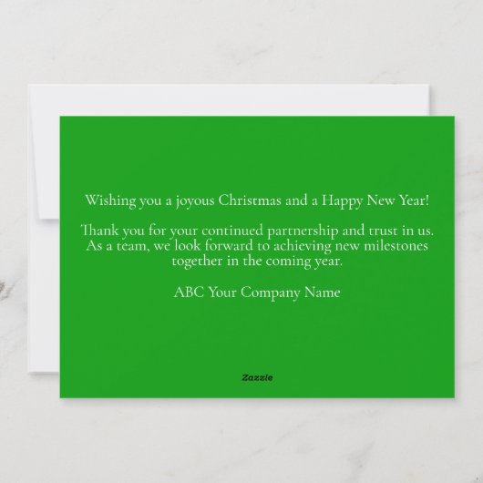 Cartes Pour Fêtes Annuelles Moderne Simple Rouge Vert Joyeux Noël aux clients (Dos)