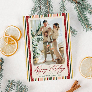 Cartes Pour Fêtes Annuelles Moderne Simple Stripes Happy Holidays Photo