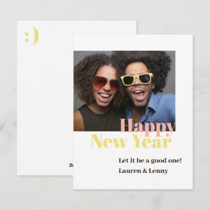 Cartes Pour Fêtes Annuelles Moderne tendance Gras brillant Happy Script Photo