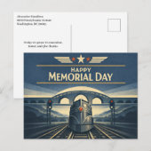 Cartes Pour Fêtes Annuelles Moderne Train Streamline Memorial Day  (Devant / Derrière)