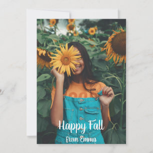 Cartes Pour Fêtes Annuelles Moderne turquoise "Happy Fall" Photo personnalisée