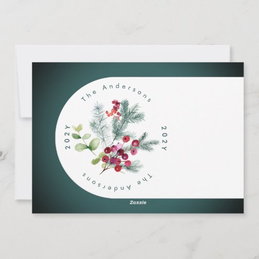 Cartes Pour Fêtes Annuelles Moderne Vert Botanique Ombre Fun Gradient Happest (Dos)