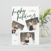 Cartes Pour Fêtes Annuelles moderne vert multi photo collage brosse heureux (Debout devant)