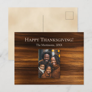Cartes Pour Fêtes Annuelles Moderne Vertical Thanksgiving Family Photo Wood
